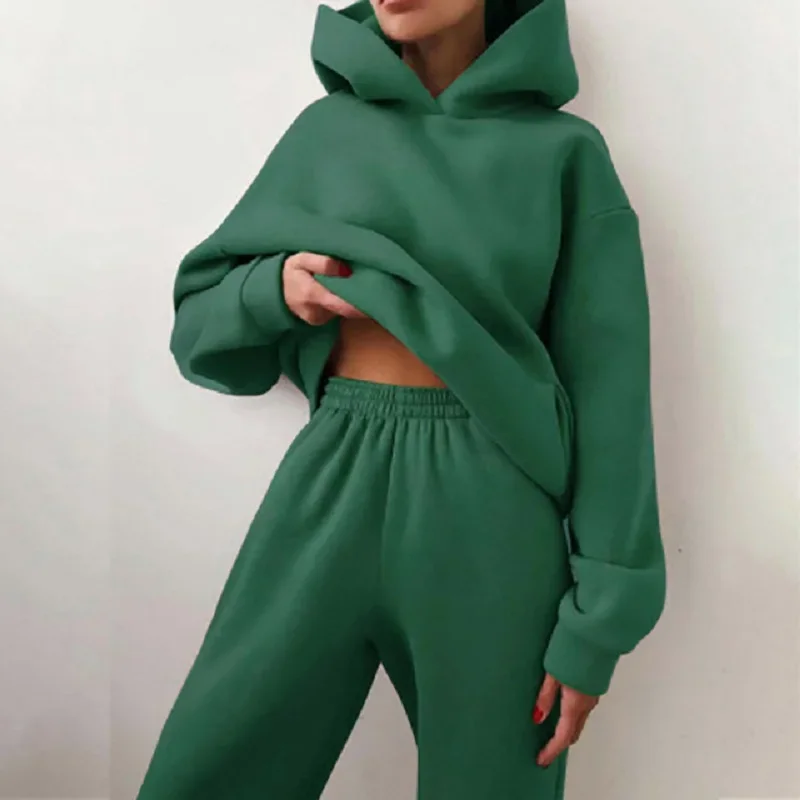2024 Trend Casual Fashion Thickened Long-sleeved Sweater Pants Two-piece Cap Suit - Image 4